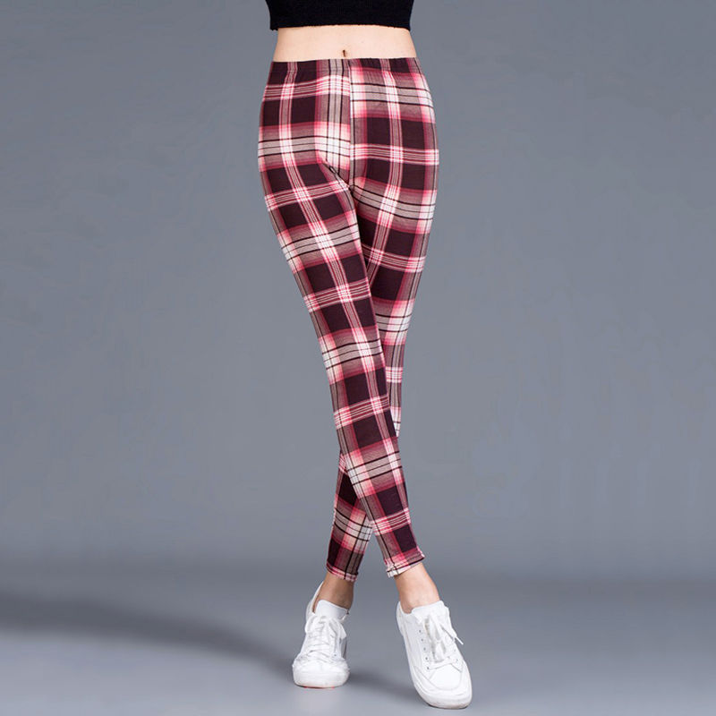 Women’s Red Plaid Cotton Leggings – Soft, Stretchy & Stylish