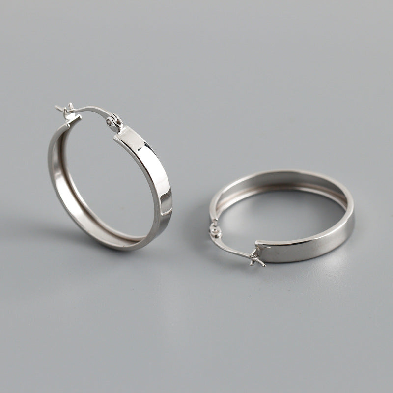 Women's Fashion Wide Flat Round S925 Earrings