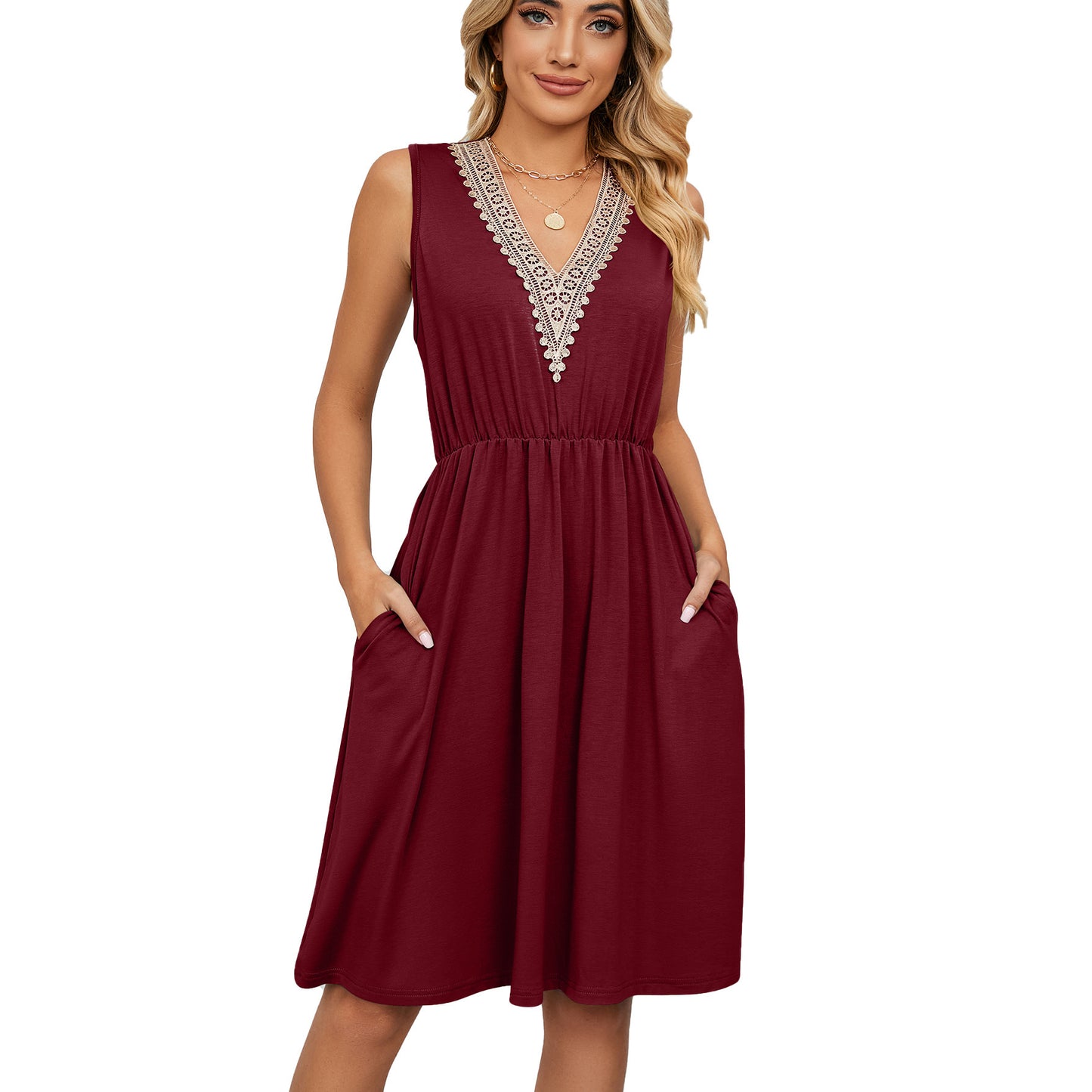 ace V-Neck Sleeveless Pocket Dress for Women