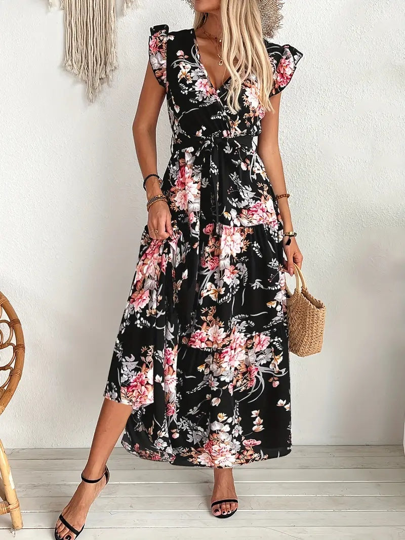 Floral V-Neck Summer Dress for Women