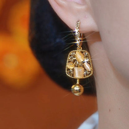 Light Luxury Temperament Opal Square Ear Clip Elegant High-end Sense