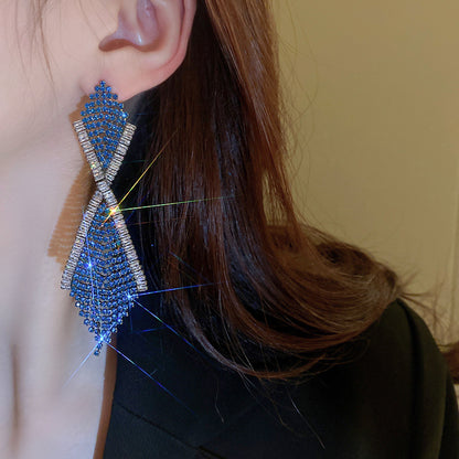 Blue Diamond Tassel Earrings