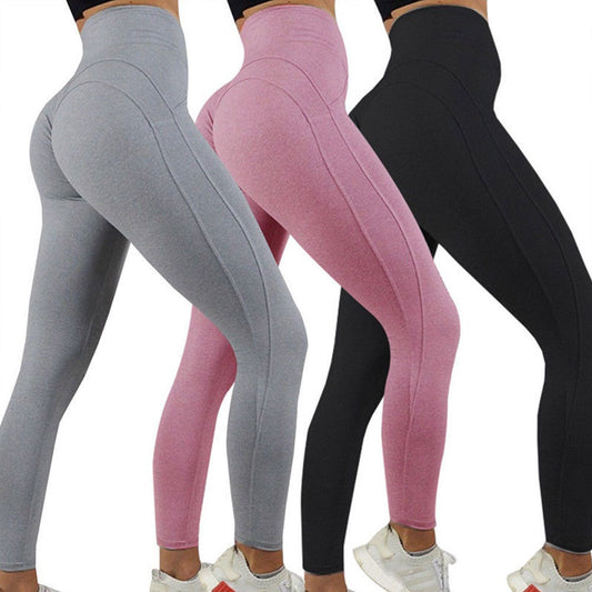High Waist Solid Color Fitness Leggings – Butt Lift & Stretch Fit