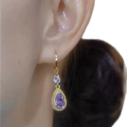 Elegant Purple Zircon Drop Earrings for Women