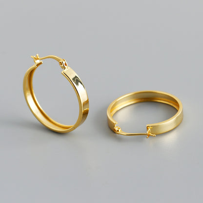 Women's Fashion Wide Flat Round S925 Earrings