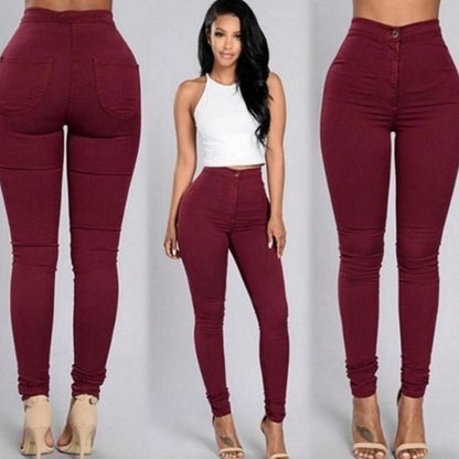 Women High Waist Elastic Jeans Leggings – Push Up Fit