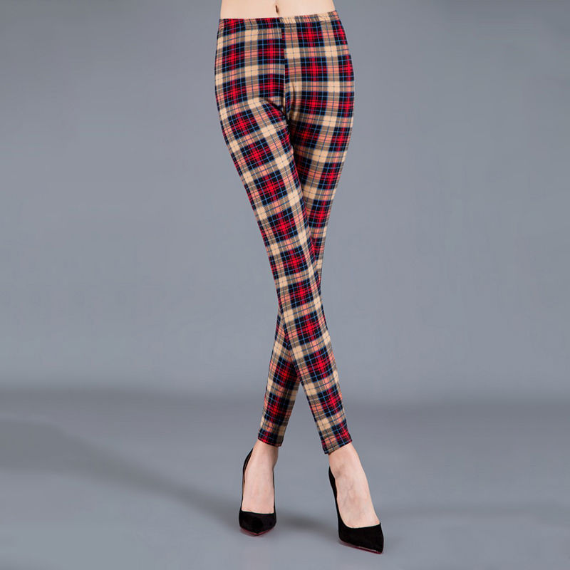 Women’s Red Plaid Cotton Leggings – Soft, Stretchy & Stylish