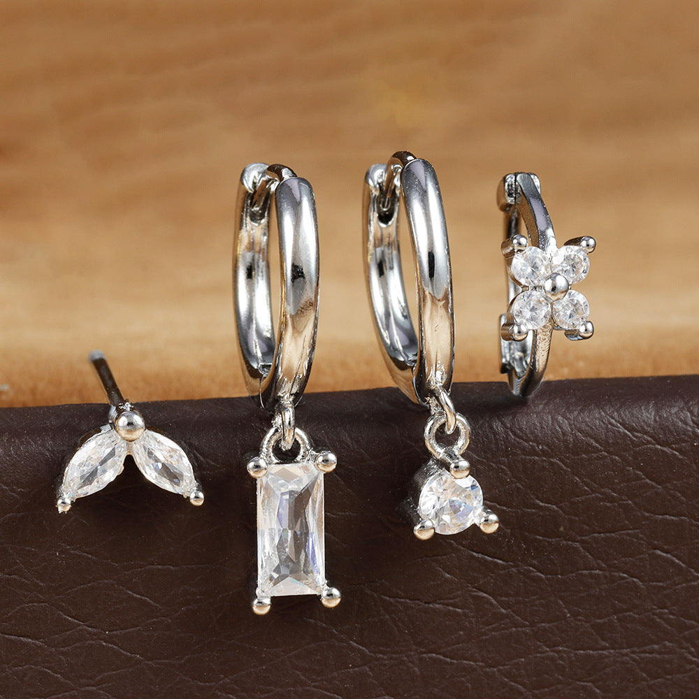 Geometric Horse Eye Flower Zircon Temperament Entry Lux Personalized Earrings