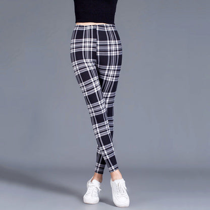 Women’s Red Plaid Cotton Leggings – Soft, Stretchy & Stylish
