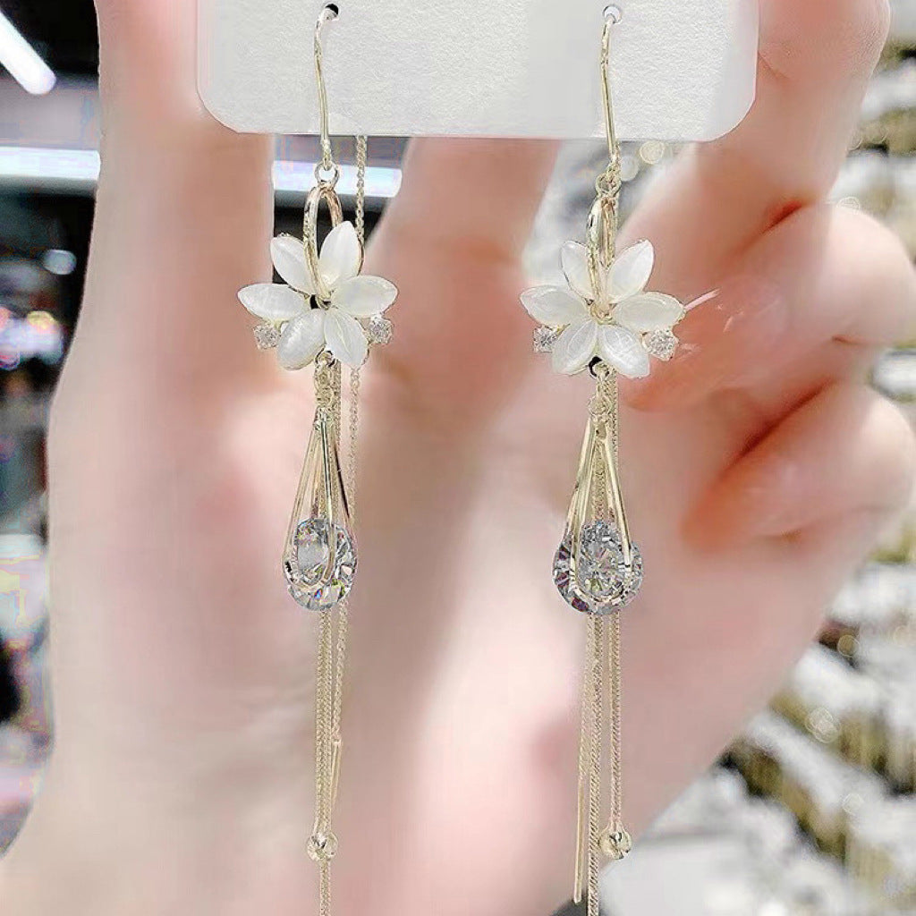 Green Flower Crystal Earrings