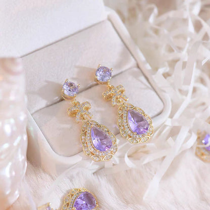 Luxury Amethyst Bowknot Earrings for Women