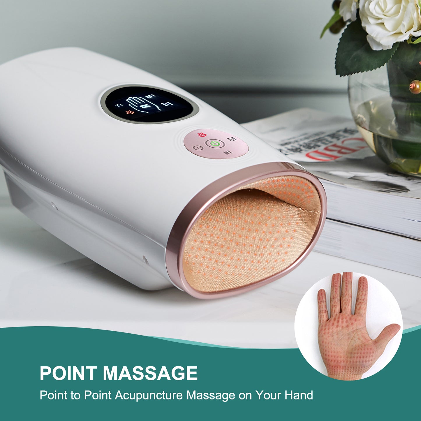 3-Speed Hand Massager With Heat, Air Compression & 30-Min Timer, Portable & Relaxing