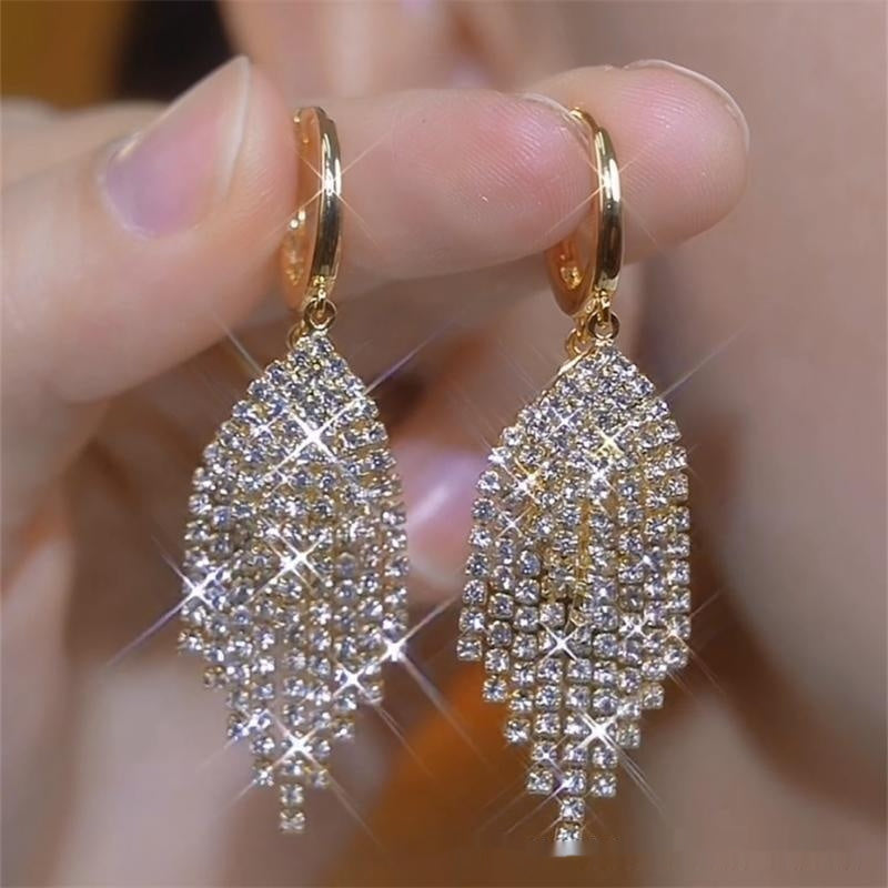 Diamond Round Grid Flower Pendant Earrings