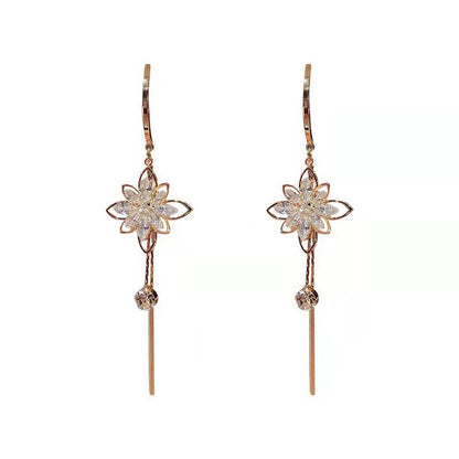 Elegant Flower Tassel Crystal Earrings for Women