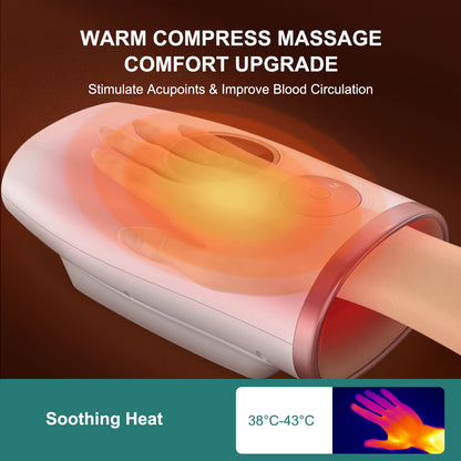 3-Speed Hand Massager With Heat, Air Compression & 30-Min Timer, Portable & Relaxing