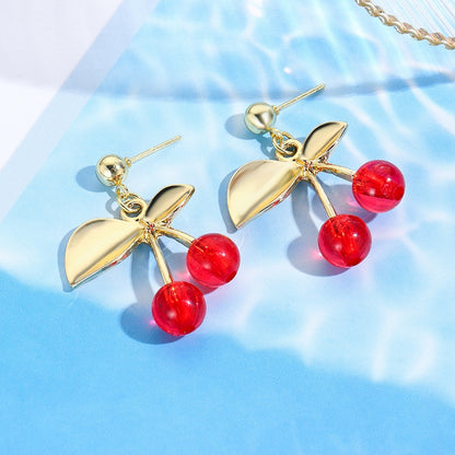 Cherry-Shaped Crystal Earrings for Women