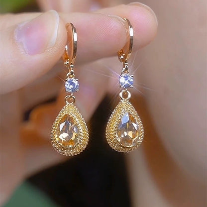 Elegant Purple Zircon Drop Earrings for Women