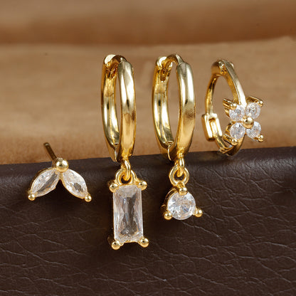 Geometric Horse Eye Flower Zircon Temperament Entry Lux Personalized Earrings