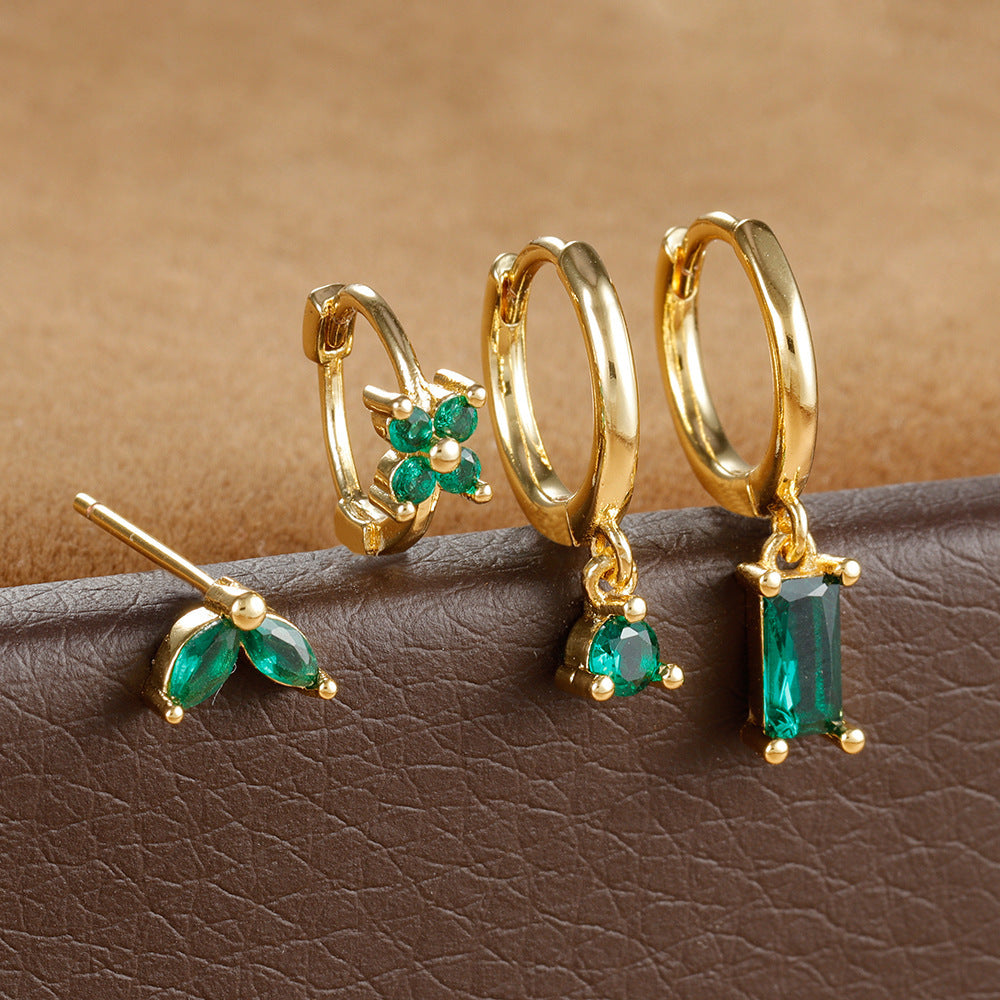 Geometric Horse Eye Flower Zircon Temperament Entry Lux Personalized Earrings