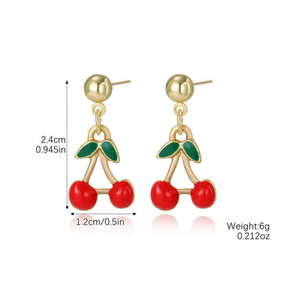 Cherry-Shaped Crystal Earrings for Women