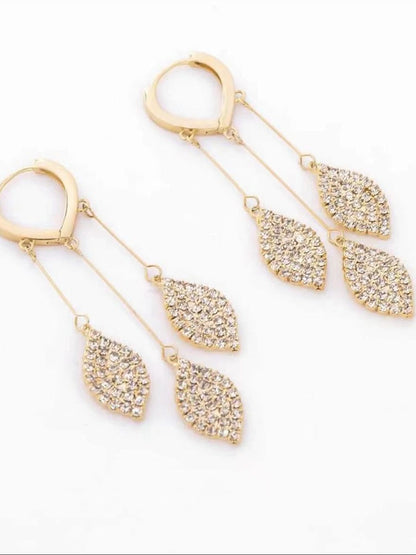 Diamond Leaf Tassel Earrings