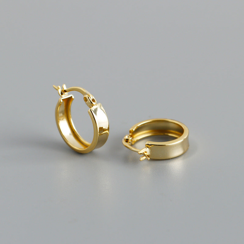 Women's Fashion Wide Flat Round S925 Earrings