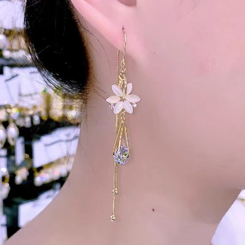 Green Flower Crystal Earrings