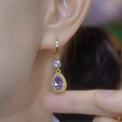 Elegant Purple Zircon Drop Earrings for Women