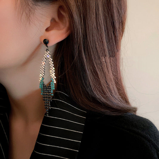 Diamond Tassel Drop Earrings