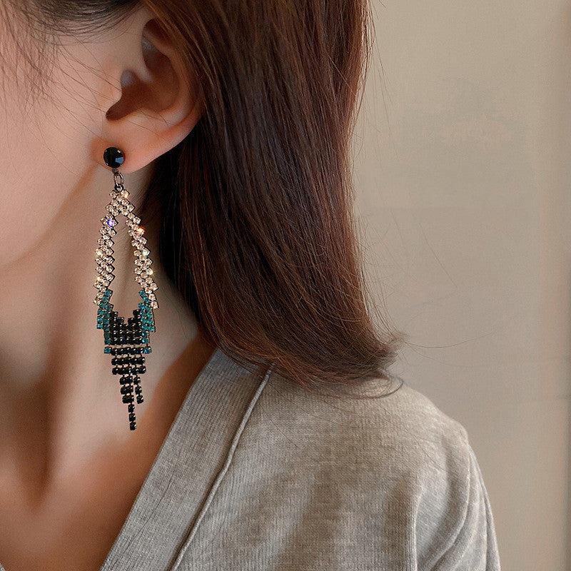 Diamond Tassel Drop Earrings