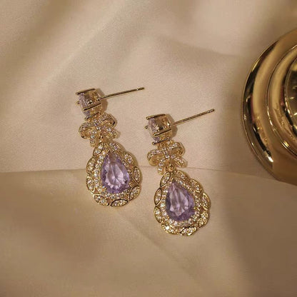 Luxury Amethyst Bowknot Earrings for Women