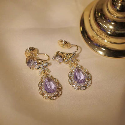 Luxury Amethyst Bowknot Earrings for Women