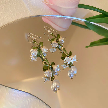 Pearl Lily Of The Valley Earrings Personality Flower Forest
