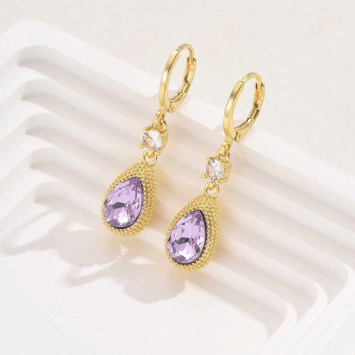 Elegant Purple Zircon Drop Earrings for Women