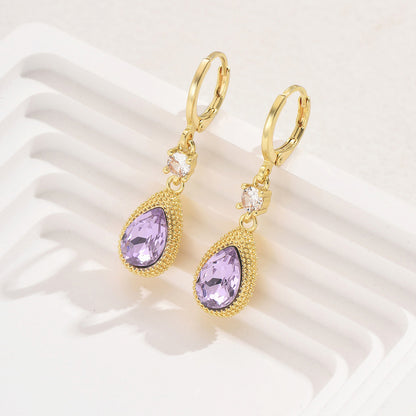 Elegant Purple Zircon Drop Earrings for Women