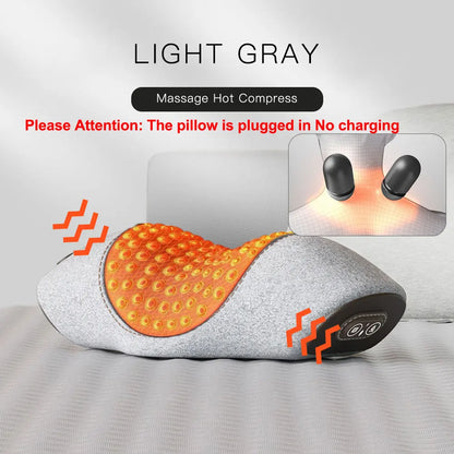 Electric Neck Massage Pillow Heating Vibration Neck Massager Back Cervical Traction Relax Sleeping Memory Foam Spine Support
