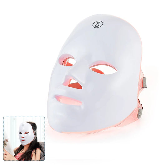 Wireless 7 Colors LED Face Beauty Machine Photon Facial Neck Skin Tighten Rejuvenation Facial Neck Mask