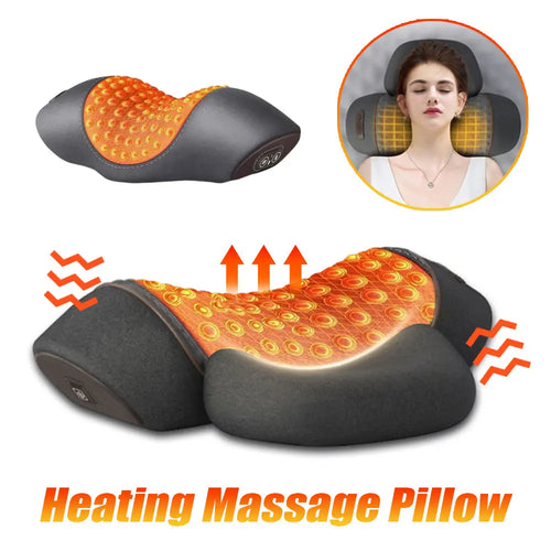 Electric Neck Massage Pillow Heating Vibration Neck Massager Back Cervical Traction Relax Sleeping Memory Foam Spine Support