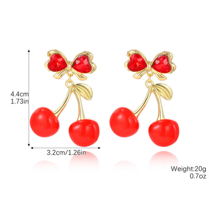 Cherry-Shaped Crystal Earrings for Women