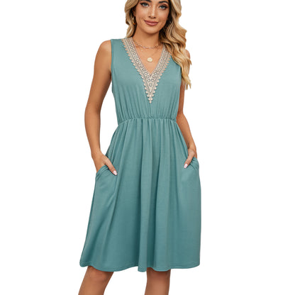 ace V-Neck Sleeveless Pocket Dress for Women