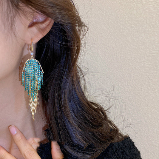 Gold Diamond Tassel Earrings