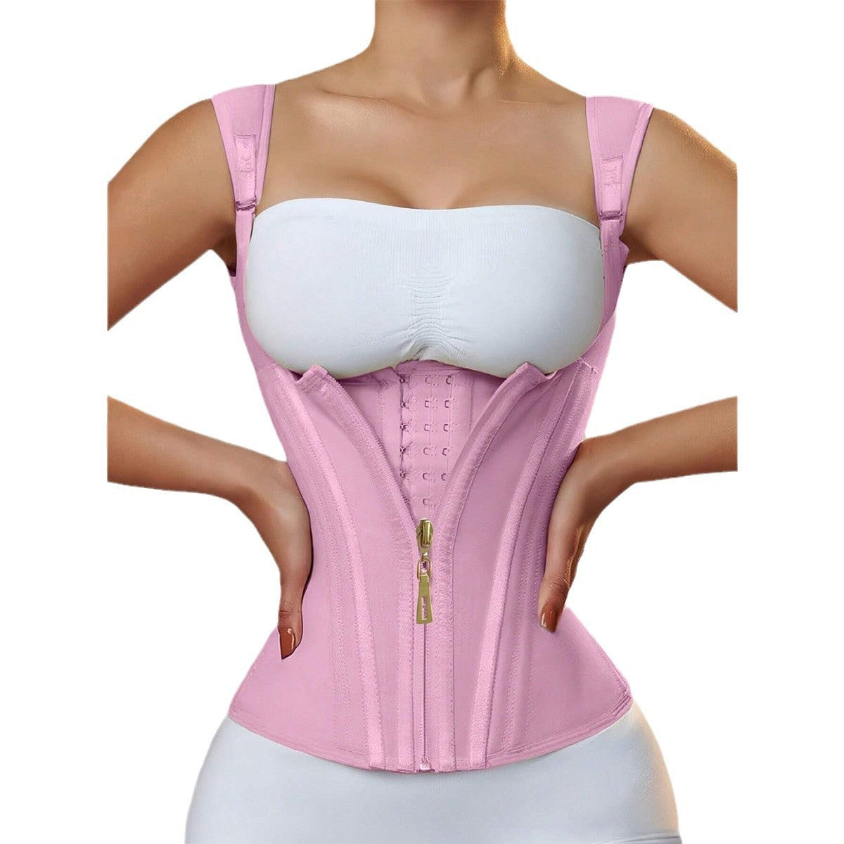 Zipper Breasted Vintage Body Shaping Top