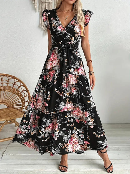 Floral V-Neck Summer Dress for Women