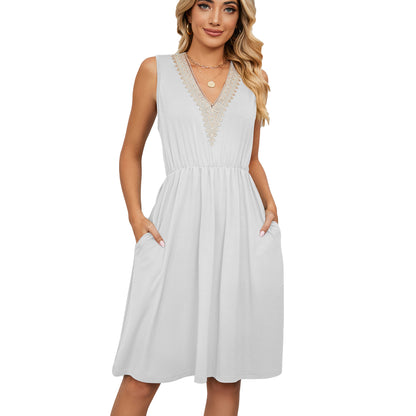 ace V-Neck Sleeveless Pocket Dress for Women