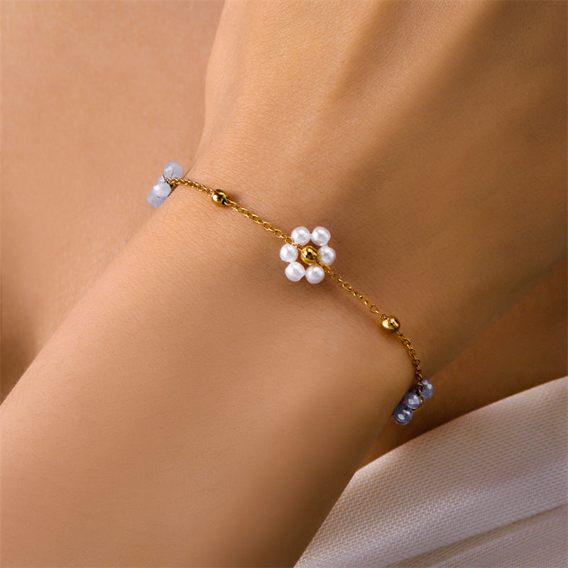 Women's Korean-style Fresh Flower Pearl Bracelet