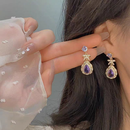Luxury Amethyst Bowknot Earrings for Women