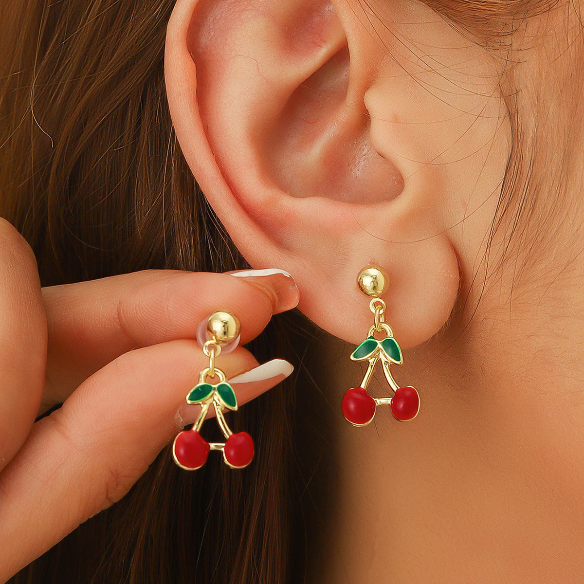 Cherry-Shaped Crystal Earrings for Women