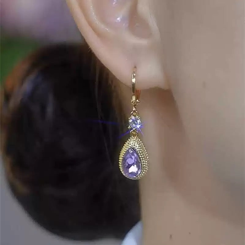 Elegant Purple Zircon Drop Earrings for Women