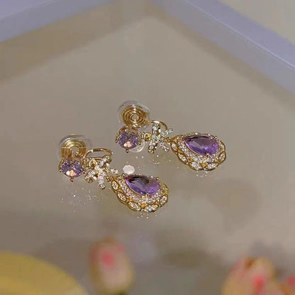 Luxury Amethyst Bowknot Earrings for Women