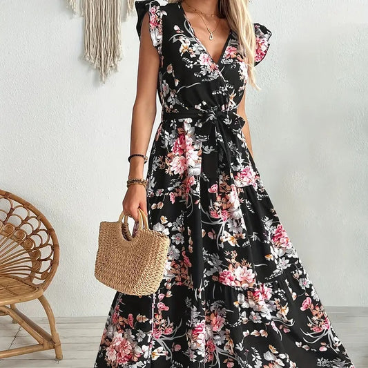 Floral V-Neck Summer Dress for Women